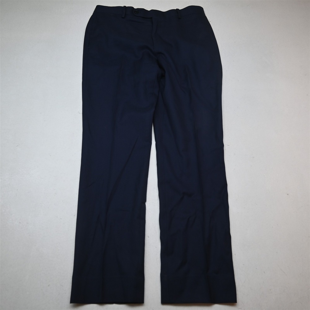 Tom James 33x32 Blue Wool USA Made Flat Front Straight Dress Mens Pants